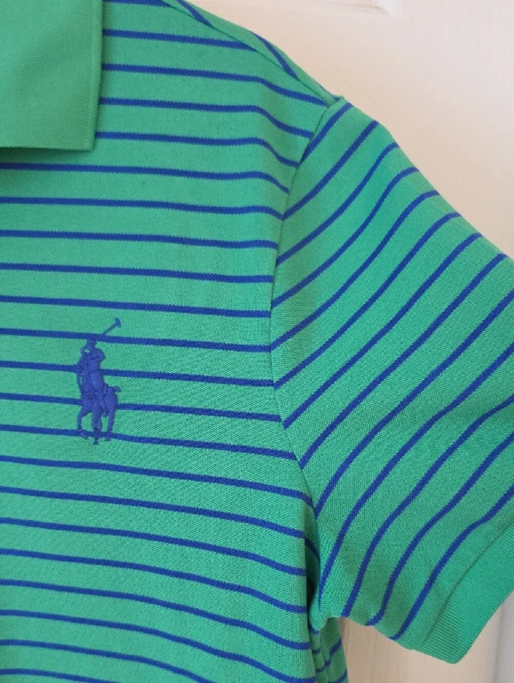 Polo Golf Ralph Lauren Green & Blue Striped Shirt Size XL